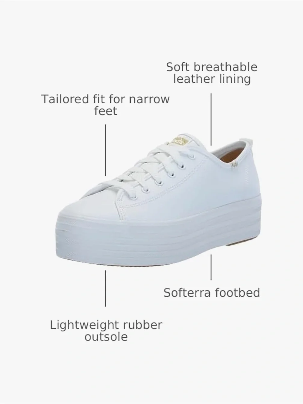 KEDS Triple Up White Leather Platform Sneaker Size 8